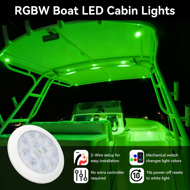 LED Boat courtesy Lights, 12V 3.9 Inch RGBW Marine Interior Lighting, IP67 Waterproof Boat Cabin Lights, Super Bright Anti-Glare Marine Deck Lighting for Pontoon Bass Sailboat