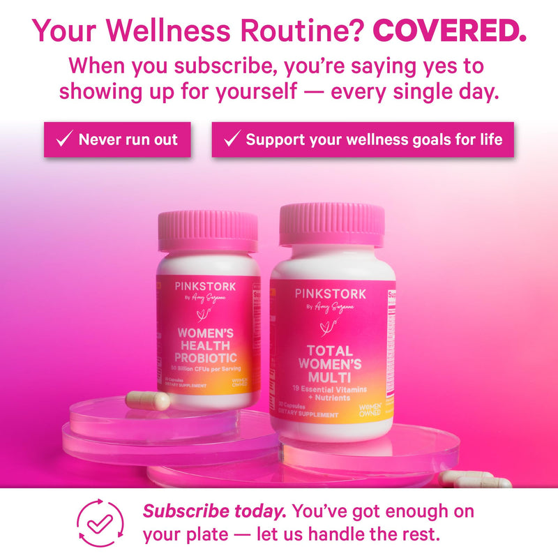 Pink Stork Total Women's Multivitamin, 19 Essential Vitamins, 30 Capsules | Energy, Metabolism, Hormone Support, Immune & Mood Support with B6, B12, Biotin, Iron & Zinc