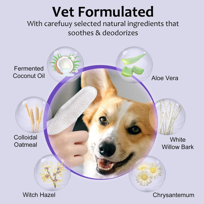 100Pcs Dog Ear Wipes, Pet Ear Cleaning Finger Wipes for Dogs & Cats, Soft Otic Cleaning Pads, Remove Wax, Dirt & Stop Smelly, Itchy, Non-Irritating Sooths & Deodorizes, Extra Wide Ear Wipes For Dog - BeesActive Australia