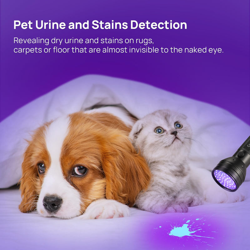 UV Flashlight Black Light, Consciot 51 LED 395nm Ultraviolet Blacklight, Portable Torch Light Pet Urine Detector for Dog/Cat Urine, Dry Stains, Bed Bug, Resin Curing, Matching with Pet Odor Eliminator 1 Pack - BeesActive Australia
