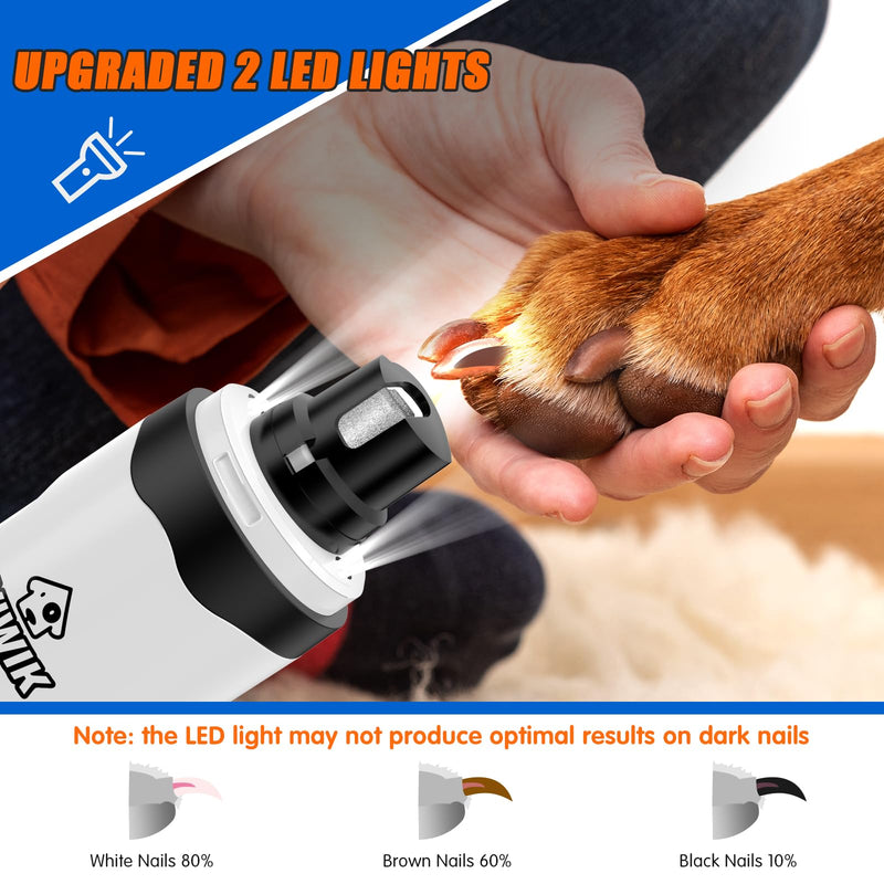 VIWIK Dog Nail Trimmers with Light, Cat Dog Nail Clippers, Dog Nail Grinder Quiet for Large Medium Small Dogs Paw & Cats Claw, Electric 2-Speed Pet Toenail Grooming Supplies, Gifts for Dog Lovers. White+Blue