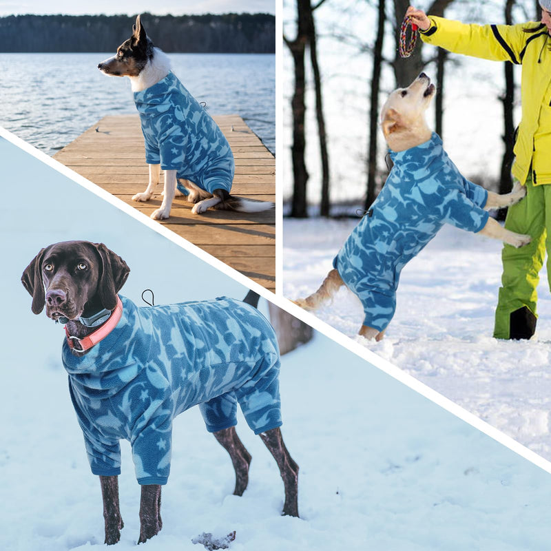 ROZKITCH Dog Winter Coat Soft Fleece Pullover Pajamas, Pet Windproof Warm Cold Weather Jacket Vest with Luminous Zipper, Jumpsuit Apparel Outfit Clothes for Small Medium Large Dog Shark XL XL(Back Length:21.2") Blue-shark - BeesActive Australia