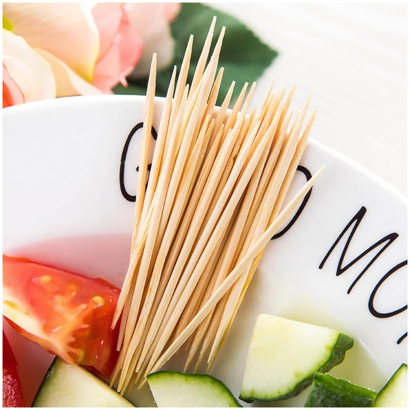 Bamboo Toothpicks Double Sided Toothpicks Wood for teeth - 2500-Piece Sturdy Round Toothpicks For Teeth Cleaning, Food, Crafts In Clear Holders - BeesActive Australia