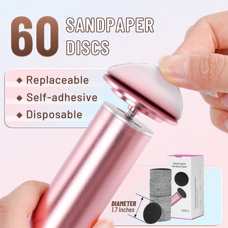 Dermawave Electric Foot File Callus Remover for Feet, Professional Electric Foot Sander Filer Grinder with 60 Sandpaper Discs for Men & Women, Pedicure Tool for Corn Dead Skin Cracked Heel Pink - BeesActive Australia