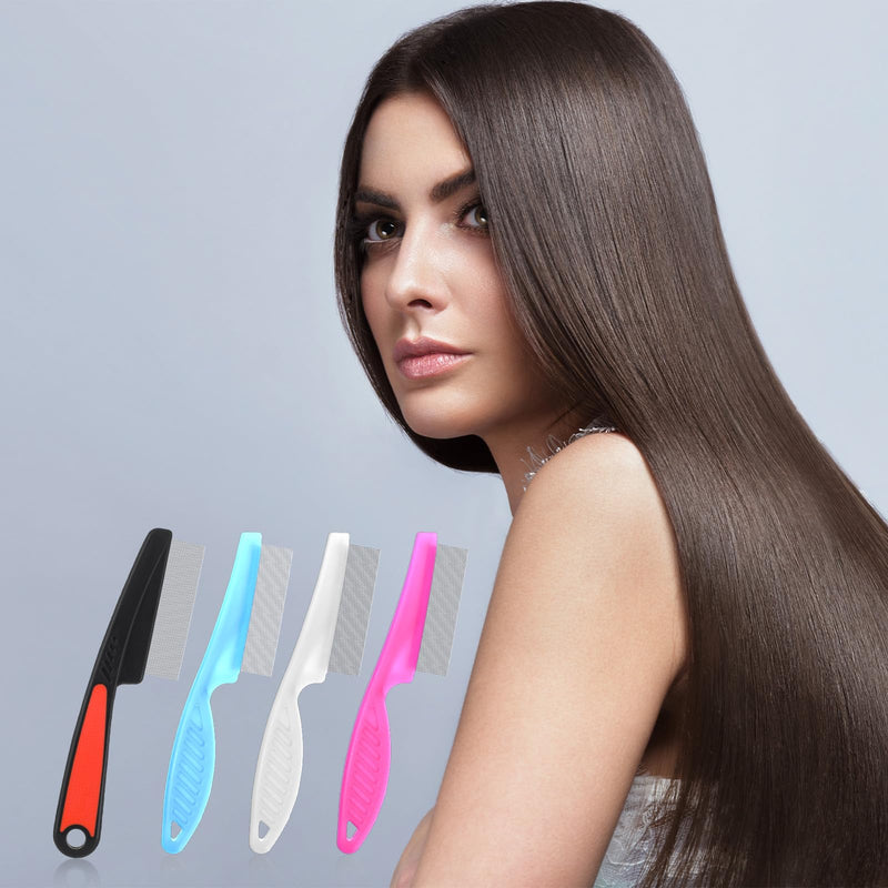 4 Pcs Stainless Steel Dandruffs Comb, Fine Tooth Psoriasis Comb Metal Lice Combs Dandruff Remover Scalp Combs for Dandruff, Lice, Thick, Dry, Curly Hair