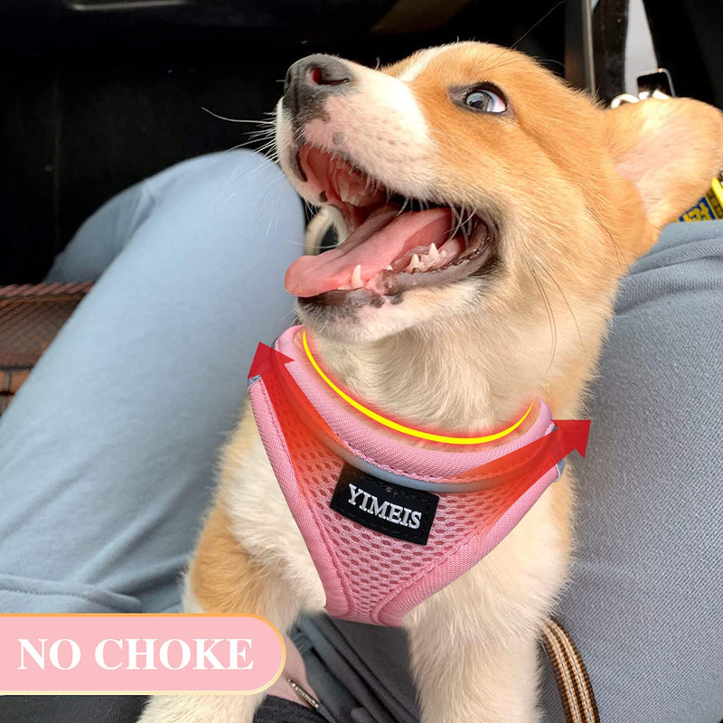 YIMEIS Dog Harness and Leash Set, No Pull Soft Mesh Pet Harness, Reflective Adjustable Puppy Vest for Small Medium Large Dogs, Cats (Pink, X-Small (Pack of 1) Pink X-Small (Pack of 1) - BeesActive Australia
