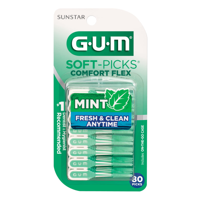 GUM Soft-Picks Comfort Flex, Mint, Dental Picks for Teeth Cleaning Health, Disposable Interdental Brushes with Convenient Carry Case, Dentist Recommended, 80 Count (Pack of 4) 320 Total 80 Count (Pack of 4) - BeesActive Australia