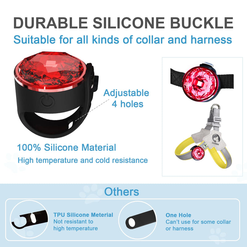 Pack of 2 dog collars, luminous for night, Tubasion luminous dog collar, rechargeable, 100% waterproof LED light for dogs. Dog Lights for Night Walks, Camping (Red) Red - BeesActive Australia