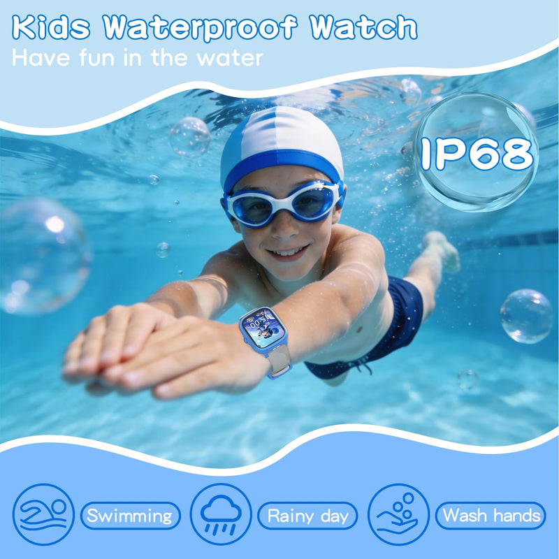 MINIBEAR Smart Watch for Kids, 1.83" Fitness Tracker for Boys Girls Teens No Phone Needed, Pedometer, Heart Rate, Sleep Tracker with White Noise, IP68 Waterproof 21 Sport Modes (Blue) Blue