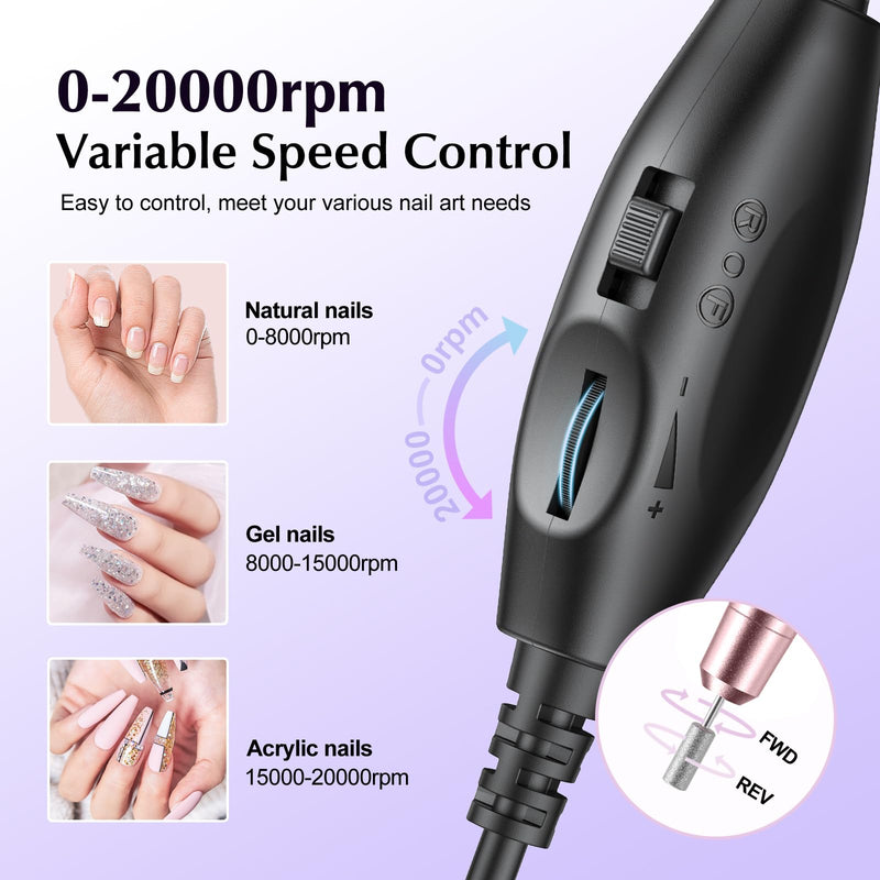 COSLUS C40 Electric Nail Drill File Professional: for Acrylic Gel Dip Powder Nails Portable Nail Machine Kit Manicure Pedicure Tools Polishing Set with Nail Drill Bits Sanding Bands Golden - BeesActive Australia