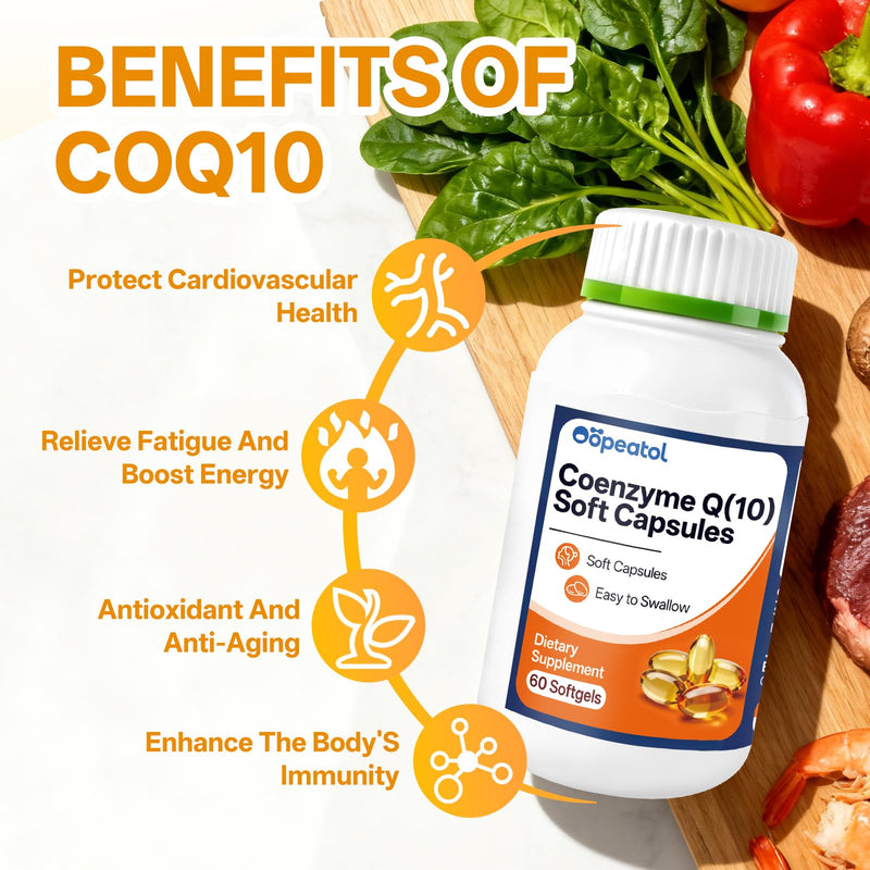 CoQ10 Softgels – Coenzyme Q10 Supplement 40mg, Supports Cellular Energy Production & Healthy Nutrient Absorption for Men & Women, 60 Softgels