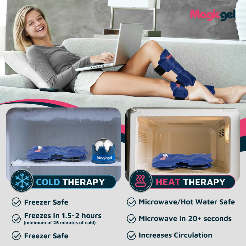 Shin Splint Relief: Hot & Cold Packs, Cryoball & Stretch Bands for Shin Splints | Hot & Cold Therapy for Leg Pain Relief | by Magic Gel Shin Ice Pack Set - BeesActive Australia