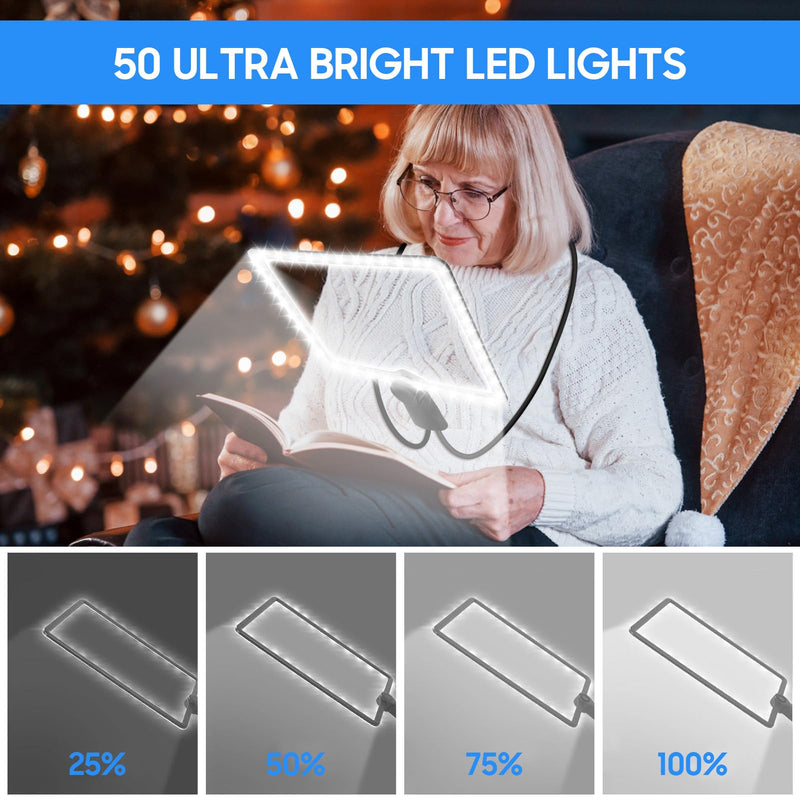 5X 10X Large Magnifying Glass with Lights for Reading Full Book Page