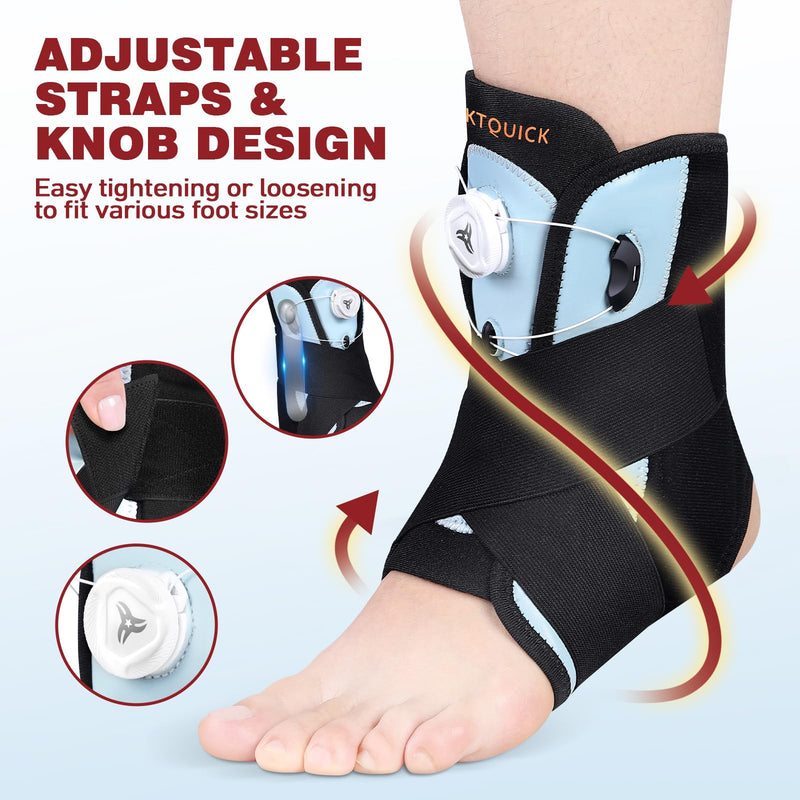 Ankle Brace for Sprained Ankle, Adjustable Knob Support with Removable Metal Splints, KTQUICK Breathable Ankle Stabilizer for Unsex, Pain Relief for Swelling,Injury Recovery,Sports,M(Shoes 8.5‘’-12‘’) Medium - BeesActive Australia