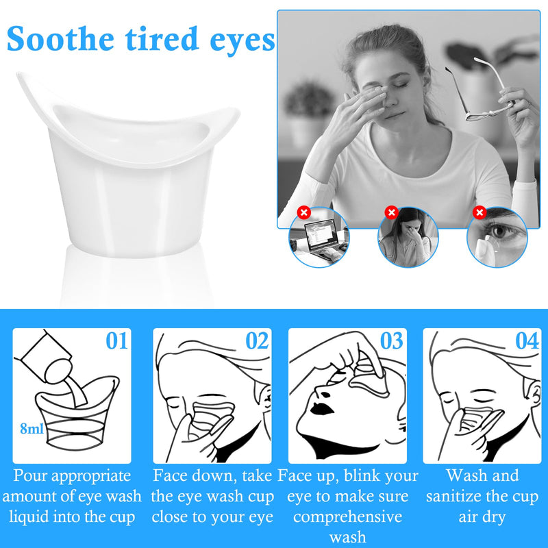 Eye Wash Cups, 2Pcs Reusable Silicone for Eye Wash Eye RinseKit with Clear Storage Container, Portable Eye Flush Kit for Eye Care, for Quick Relief Tired Eyes Cleaning Eye Dust - BeesActive Australia