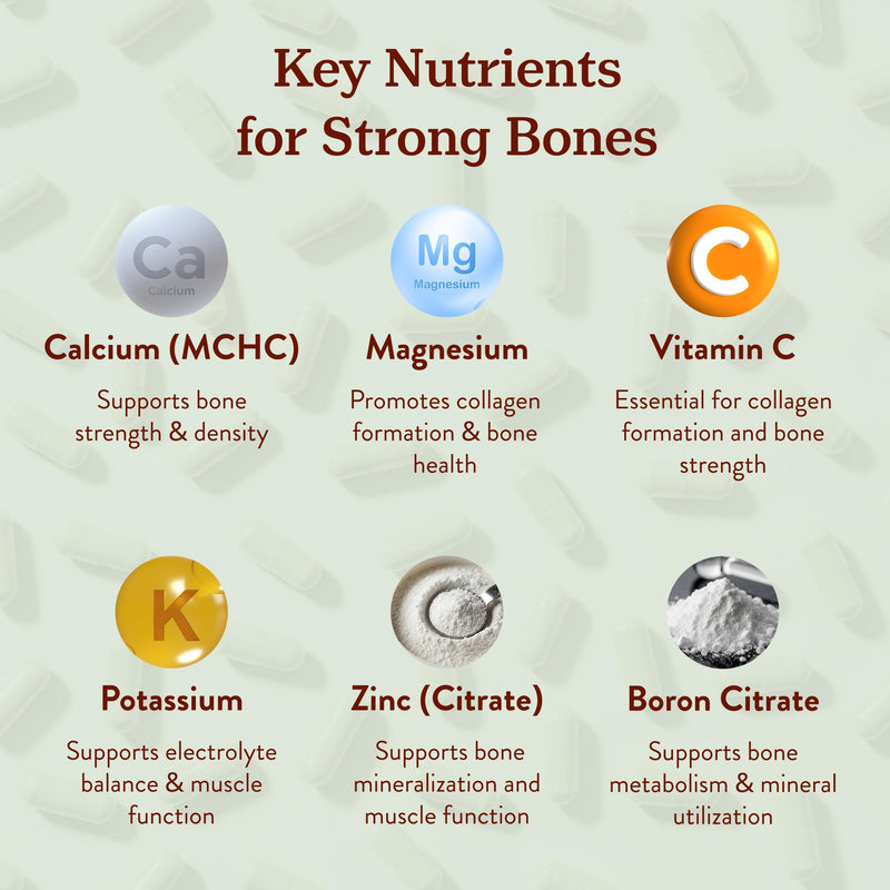 More. Longevity & Wellbeing Premium Calcium Supplement - Bone Strength Supplements with Magnesium, Vitamin D3 + K2 & Zinc for Bone Health Support - 4 Capsule Daily - Easy to Swallow - 120 Capsules