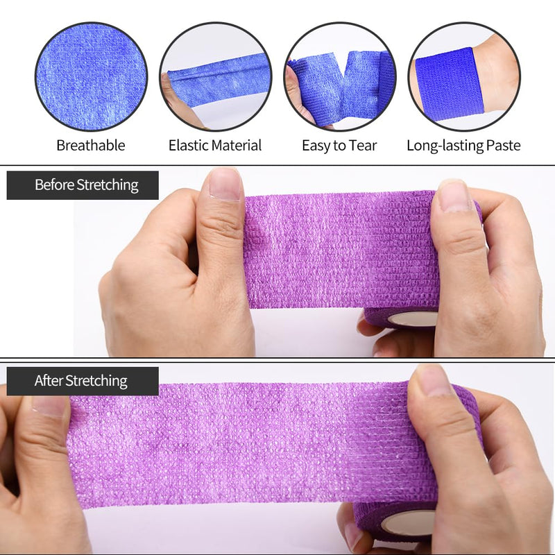 6pcs 2in Self Adhesive Bandage Wraps, Vet Wraps, 12 Colors to Choose, 5 Yard Self Adherent Wraps for Sports, Wrist, Ankle and Swelling 24pcs Skin Color 3 Inch - BeesActive Australia