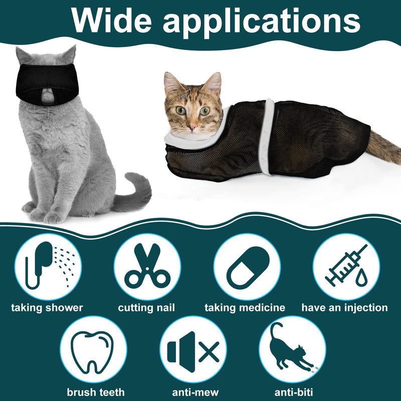 9 Pieces Cat Bathing Bag Set Cat Shower Bag Anti Bite and Anti Scratch Cat Grooming Bag for Pet Washing Brush Comb, Cat Muzzle, Nail Clipper, Nail File, Tick Tool (Black) Black - BeesActive Australia
