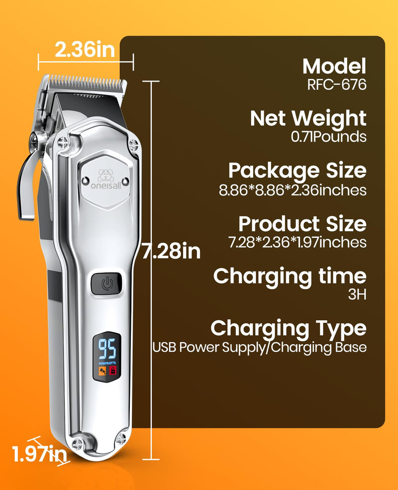oneisall Quiet dog clippers with metal guide comb, professional wireless dog clippers, high-performance pet hair clippers for thick/curly/fine/long/wavy hair - BeesActive Australia