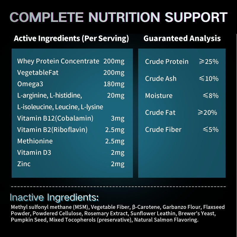 Muscle Gain Chews Dog Weight Gainer Supplements with High Protein & Canine Amino Acids Puppy Vitamins Canine Muscle Builder Formula for Bully & All Breeds Puppies & Adult & Senior Dogs-100