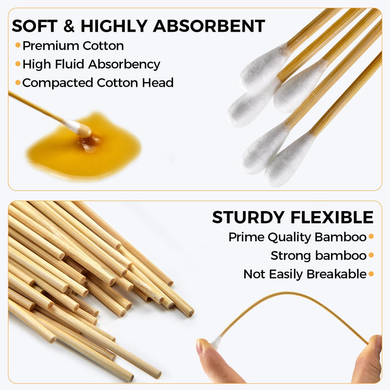 120pcs Long Cotton Swabs in Storage Box, 6 Inch Dog Ear Swabs for Dogs, Small and Medium Pet Ears Cleaning - Professional Dog Ear Cleaning Tool, Specially Designed for Dogs, Cleaning Solution - BeesActive Australia