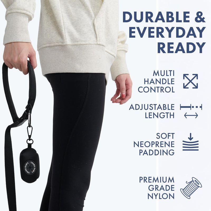 Spark Paws Handsfree Dog Leash – Shock Absorbing Waist Bungee Lead for Running, Car Seatbelt Clip & Poop Bag Set, Heavy Duty Tactical Lead for Medium, Large & X-Large Breeds - Black - BeesActive Australia