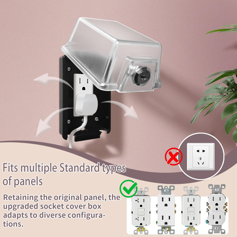 Baby Safety Outlet Cover Box-Key Lock for Much Better Toddler Proofing,Easier Operation,Simple 4 Step Install with Included Screws,Suitable for all Standard Electrical Outlets and Wall Switch 1 Pack