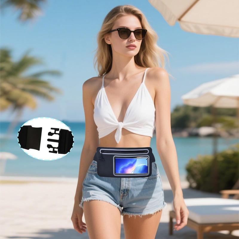Black Fanny Pack for Women Waterproof Dry Bag for Paddle Boarding Men Kayak Snorkeling Swimming Boat Float Beach Travel,Water Proof Waist Bag Fit Phone iPhone Pro Max Running Belt Pouch Bags 02-100% Waterproof With Clear Window