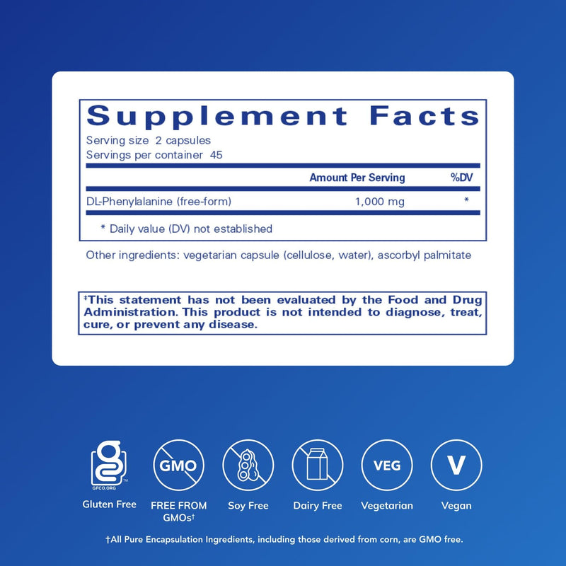Pure Encapsulations DL-Phenylalanine, 90 Capsules | Amino Acid Supplement for Memory and Focus, Joints, Muscles, and Cognitive Support* 90 Count (Pack of 1)