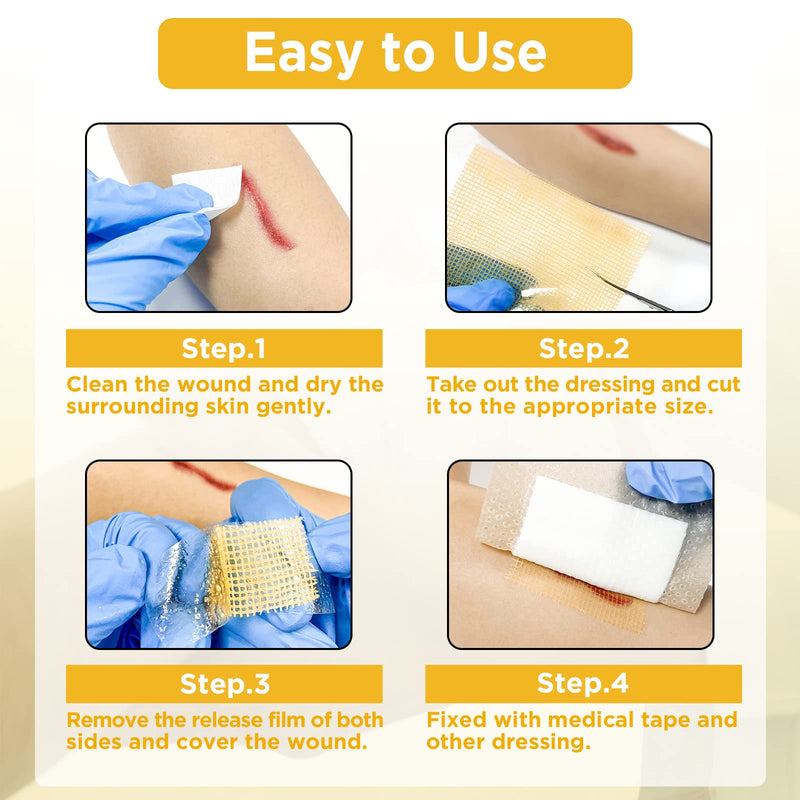 Ceeport Manuka Honey Gauze Wound Dressing, 4" x 4", 10 Individual Pack Honey Gauze 4'' x 4'' - 10 Pack