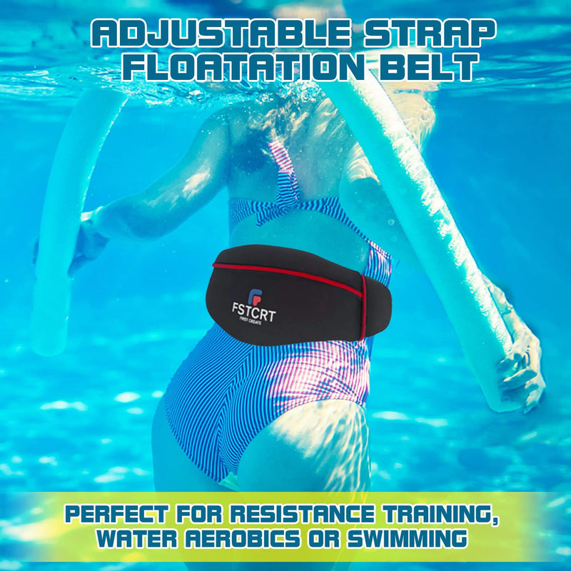 Swim Belt, Flotation Belt, Water Aerobics Belt, Swimming Belts for Adults, Pool Exercise Equipment for Adults and Children, Water Aerobic Equipment, Aqua Jogging Black+Red Medium - BeesActive Australia