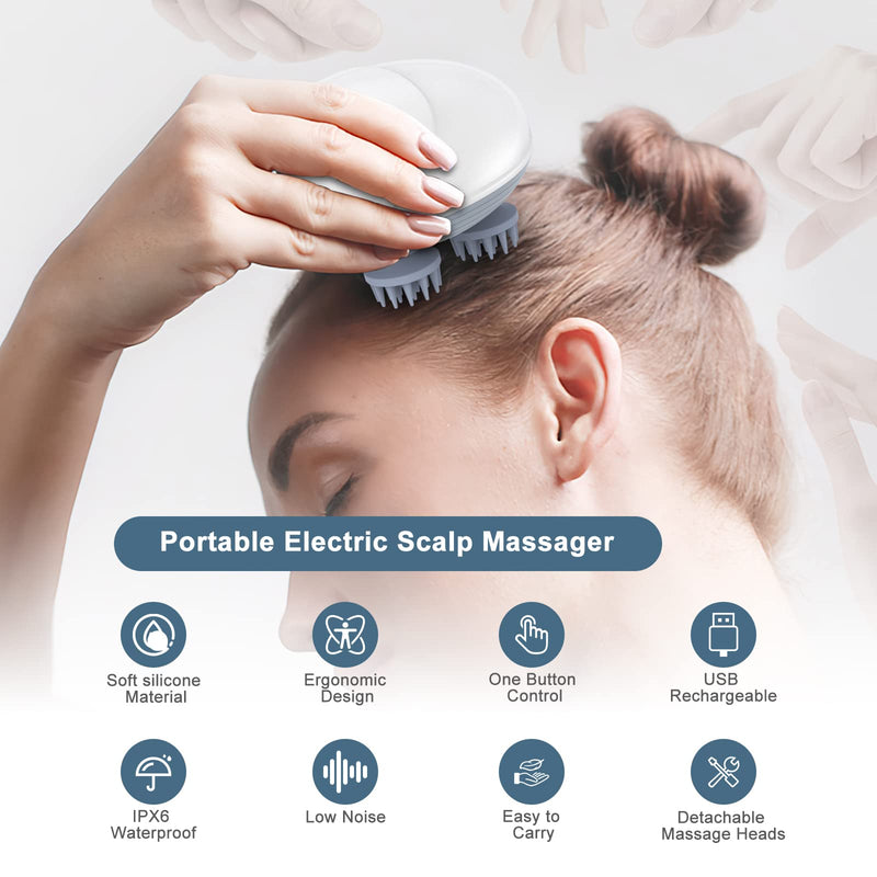 Upgraded Handheld Pet Massager for Dogs and Cats, Electric Cat Massager Dog Massager, with 4 Rotatable Massage Heads, Three Modes, for Relieving Tight Stiffness Muscles, Promote Bonding White - BeesActive Australia