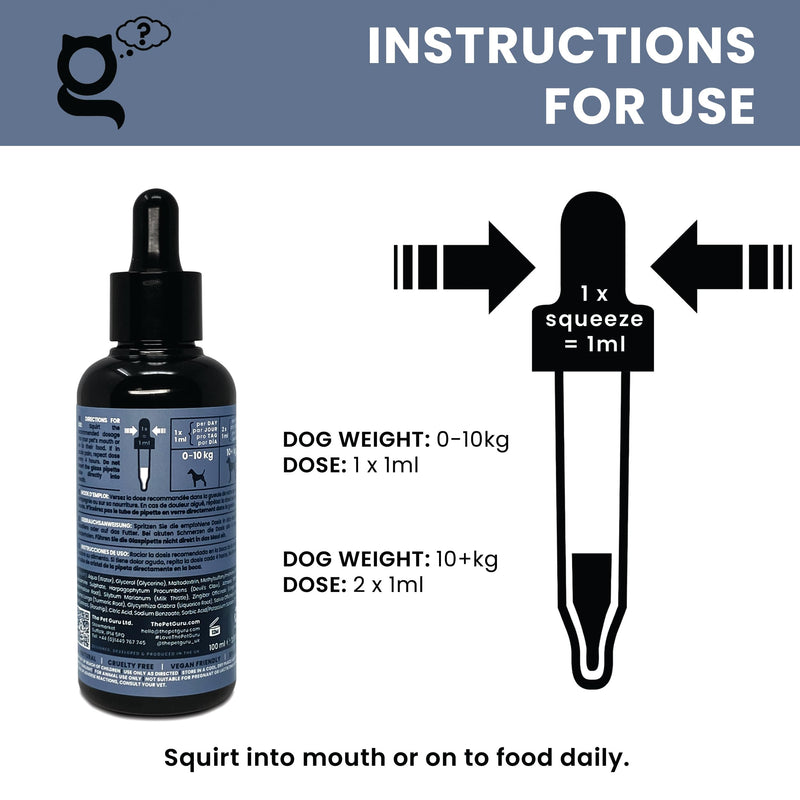 Joint Guru - Mobility Supplement for Dogs, 100ml - Natural Daily Support with Glucosamine & Devils Claw - Reduces Inflammation - Promotes Flexibility - Dog Health Hip & Joint Care