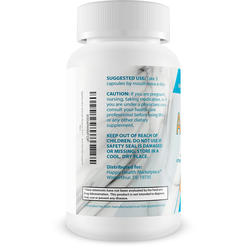 Ageless Skin Activate Restore Pro - Our Best Anti Aging Supplement - Ageless Brain & Body Reactivate Anti Aging Pills - Anti Ageing Re Activate Capsules - Anti Age Youth Reactivate Skin Supplement