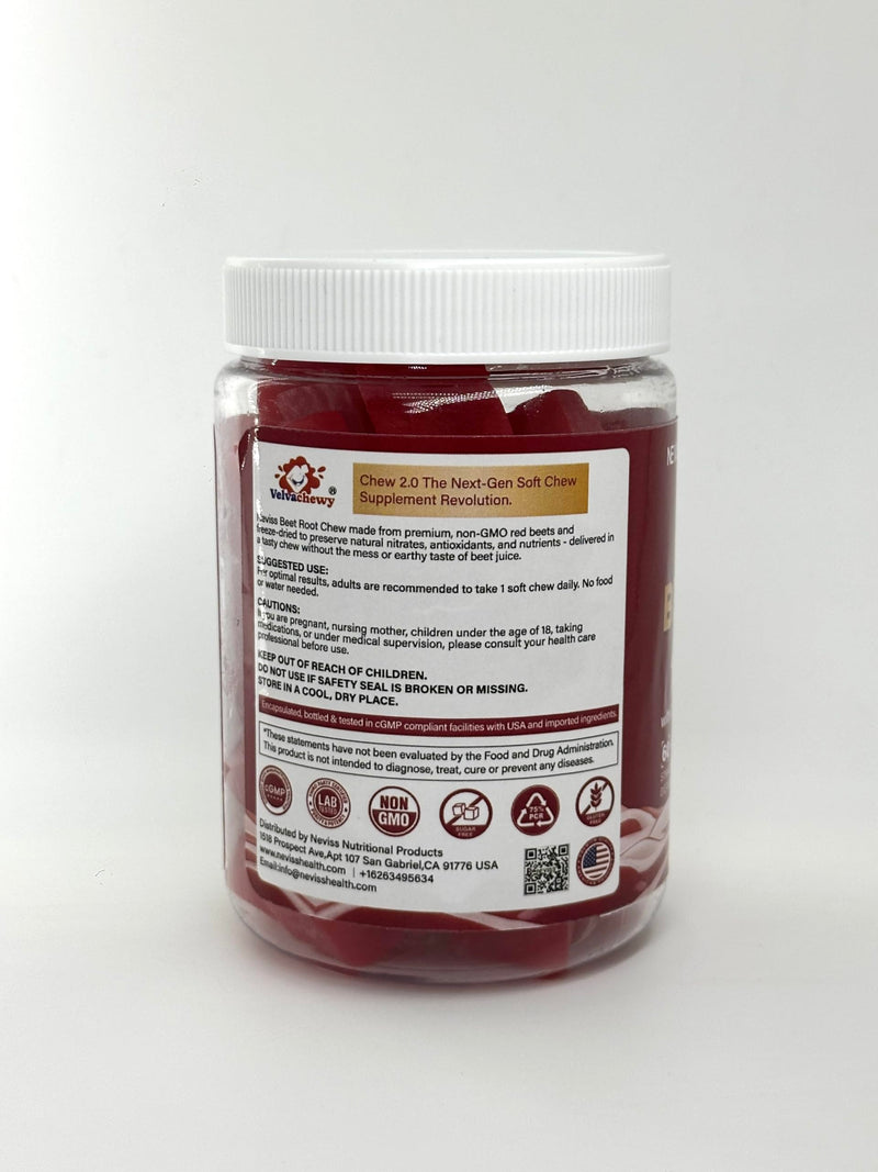 Super Beet Chews 1500mg, 5 IN 1 Beet Root Nitric Oxide Supplement, 60 Cts | Beet Root Gummies w/ Grape Seed, L-Citrulline, Vitamin B6 & B12 for Healthy Blood Circulation & Energy Boost, Sugar Free
