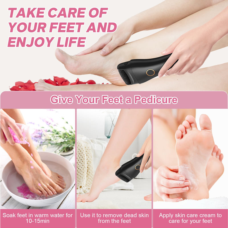 Electric Foot File - Callus Remover for Feet, Adjustable 3 Speed Foot Callus Remover with 16 in 1 Pedicure Tools Professional Foot Care, to Remove Dead Skin and Calluses Hard Skin Dry Cracks (Black) Black Electric Callus Remover +16 In1 - BeesActive Australia