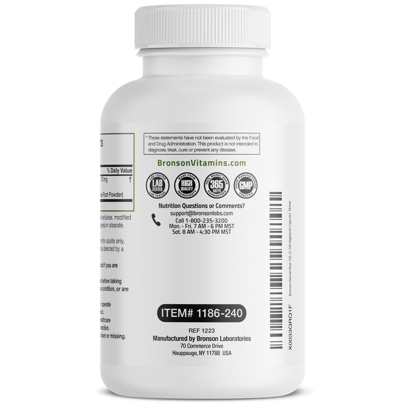 Bronson Valerian Root Capsules - Valerian Officinalis - Promotes Relaxation - Non-GMO, Soy-Free Gluten-Free, 240 Vegetarian Capsules Unflavored 240 Count (Pack of 1) - BeesActive Australia