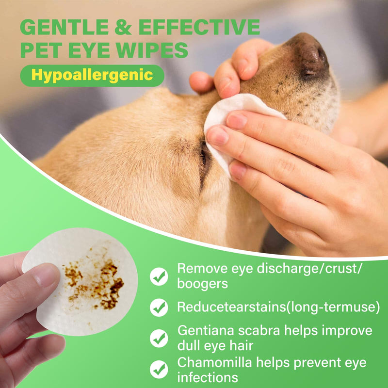 Dog Eye Wipes - Tear Stain Remover for Dogs, Gentle Formula for Cats and Dogs, Quick Care for Bright Fur, Thick, Soft and Skin-Friendly, 120pcs 120ct - PawsPlanet Australia