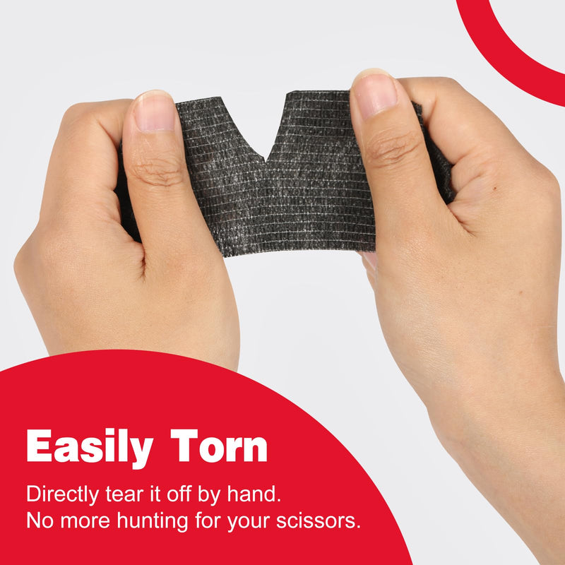 AZEN 40 Pack Self Adhesive Bandage Wrap Black, 2" X 5 Yards Black Athletic Tape, Vet Wrap, Tattoo Grip Tape Wrap，Ankle Tape, Cohesive Bandage Wrap 2IN - 40Pack - BeesActive Australia