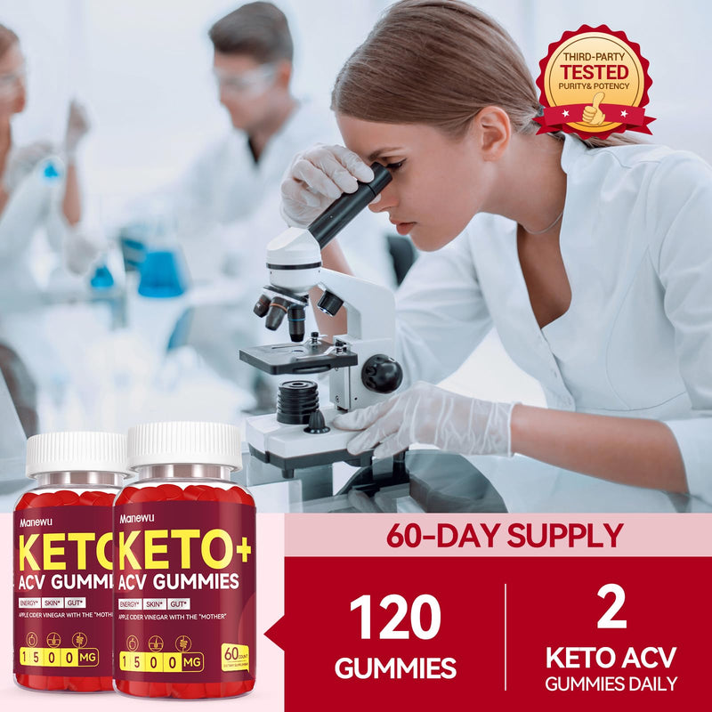 Keto ACV Gummies 1500mg, Organic Apple Cider Vinegar with Mother | Advanced Weight & Loss & Belly Fat Burn, Rapid Fat Burning Diet Supplement for Women, Gluten Free, Support Gut Digestion 60 Count (Pack of 2) Red Apple 2 Pack