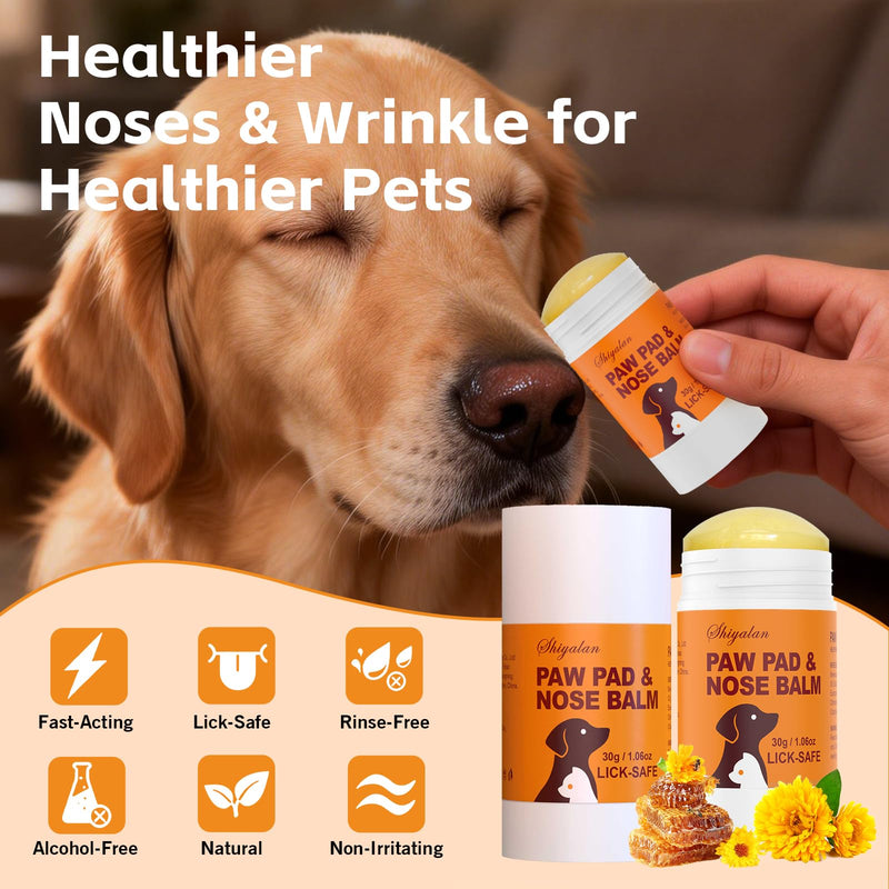 Dog Paw & Nose Balm, Pet Safe Ingredients, Protect Paws from Harsh Weather, 2 Pack