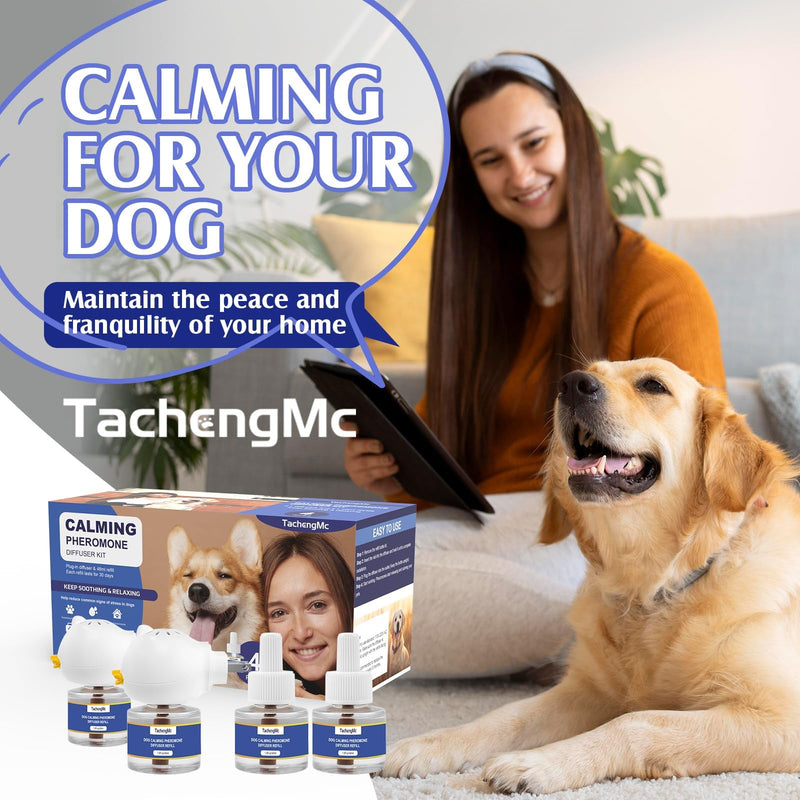 Dog Calming Pheromones Diffuser, 6 in 1 Kit Appeasing Pheromone Diffuser to Calm Dogs, Dog Anxiety Relief Lasting 120 Days with 2 Diffuser + 4 48ml Refill - PawsPlanet Australia