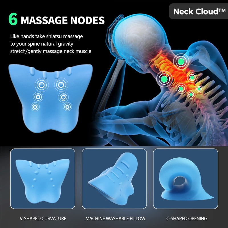 Neck Cloud™ - Cervical Traction Device, Trademark Certificate Designates Unique Authentic Product for Hump. Neck Stretcher Cervical Traction for Tmj Pain Relief (Blue) Blue - BeesActive Australia