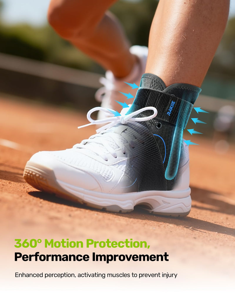 Rakiie Quick Lace Up Ankle Brace with 2 Metal Support Stays, Breathable Stabilizer for Sprained Ankle, Slim Fit Ankle Support for Men & Women, Sports, Running, Basketball (Black, M) Black - BeesActive Australia
