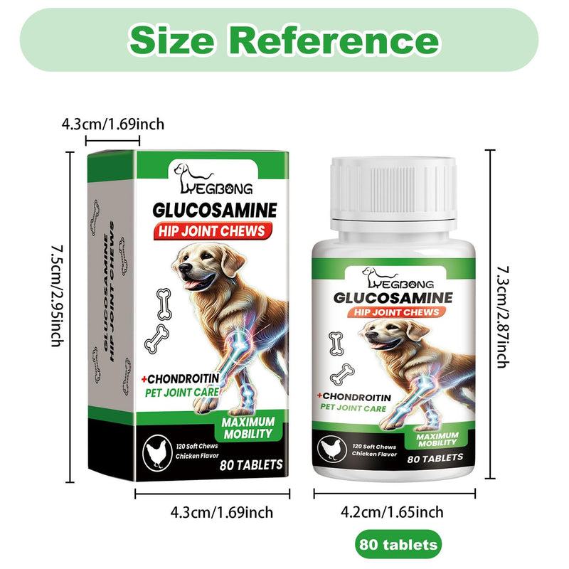 Hip and Joint Supplement for Dogs, 80 Dog Calming Chews with Glucosamine, Chondroitin,Advanced Hip and Joint Chews for Senior Dogs,Support Mobility,Health Chews for Dog,Small/Medium/Large Dog-Chicken