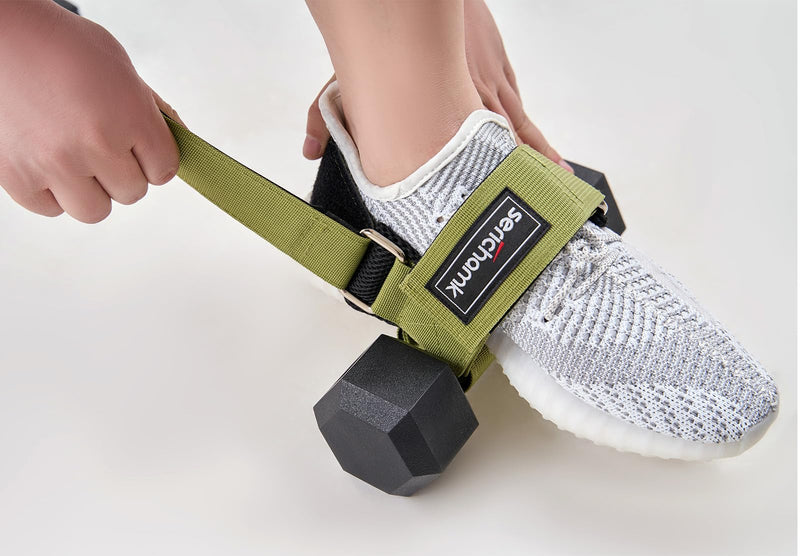 Feet Dumbbell Attachment,Tibialis Trainer, Feet Weight Lifting Dumbbell Ankle Strap,Leg Lift Exercise Equipment Army Green-2pcs