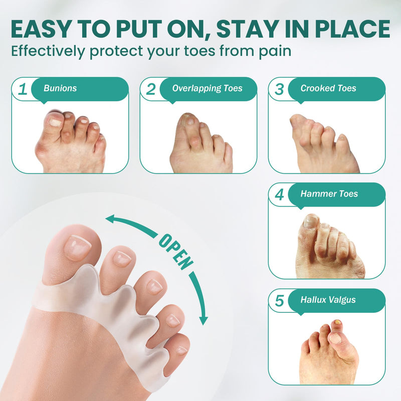 Welnove Gel Toe Separators (12 Pack) - 8 Pack Silicone Toe Spacers for Straightening Overlapping Toes for Men and Women - BeesActive Australia
