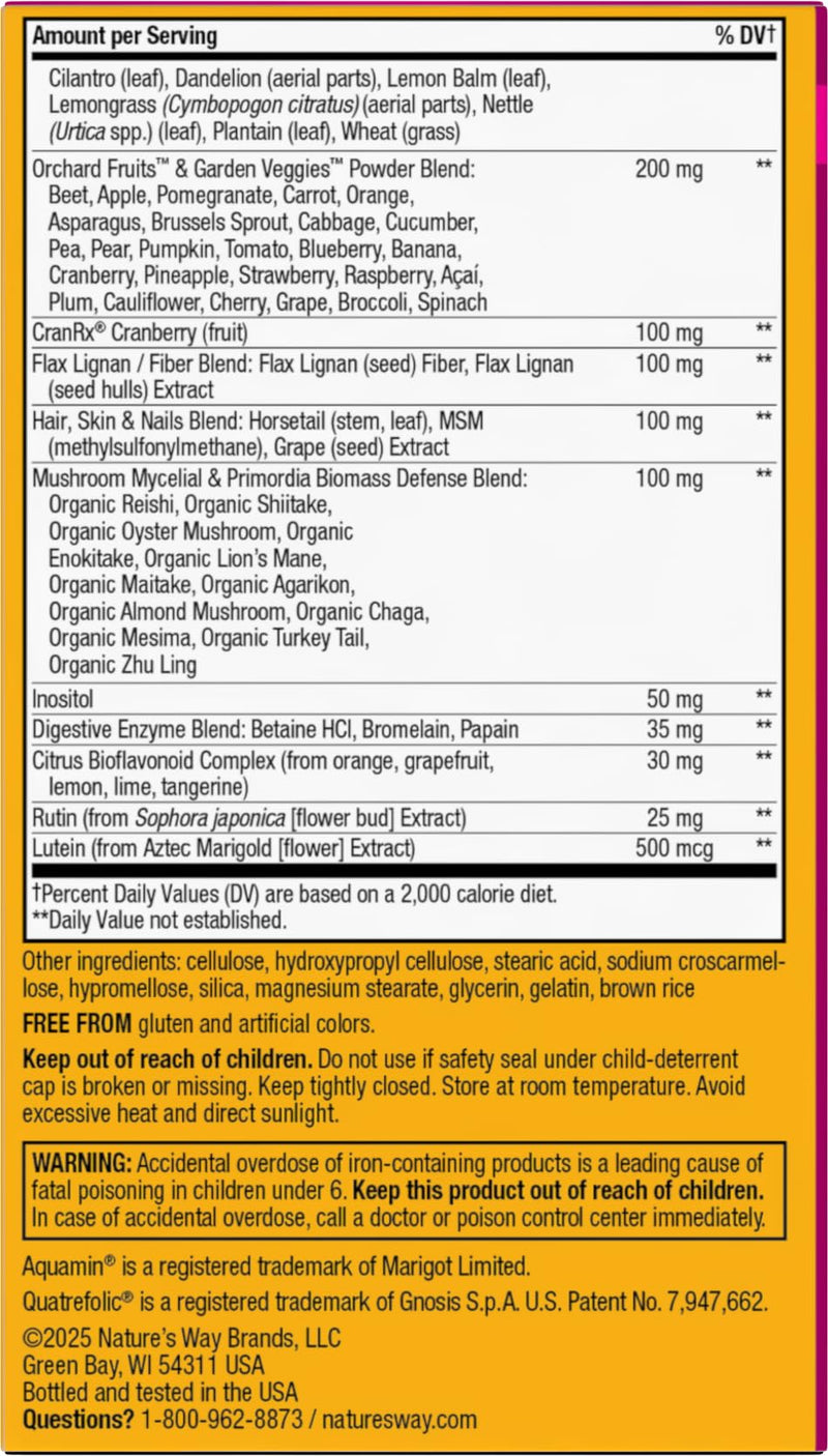 Nature's Way Alive! Max3 Potency Women's Complete Multivitamin, 90 ct | High-Potency Formula with Methylated B12, Folate, CranRx, Spirulina, Digestive Enzymes; Gluten-Free, No Artificial Colors