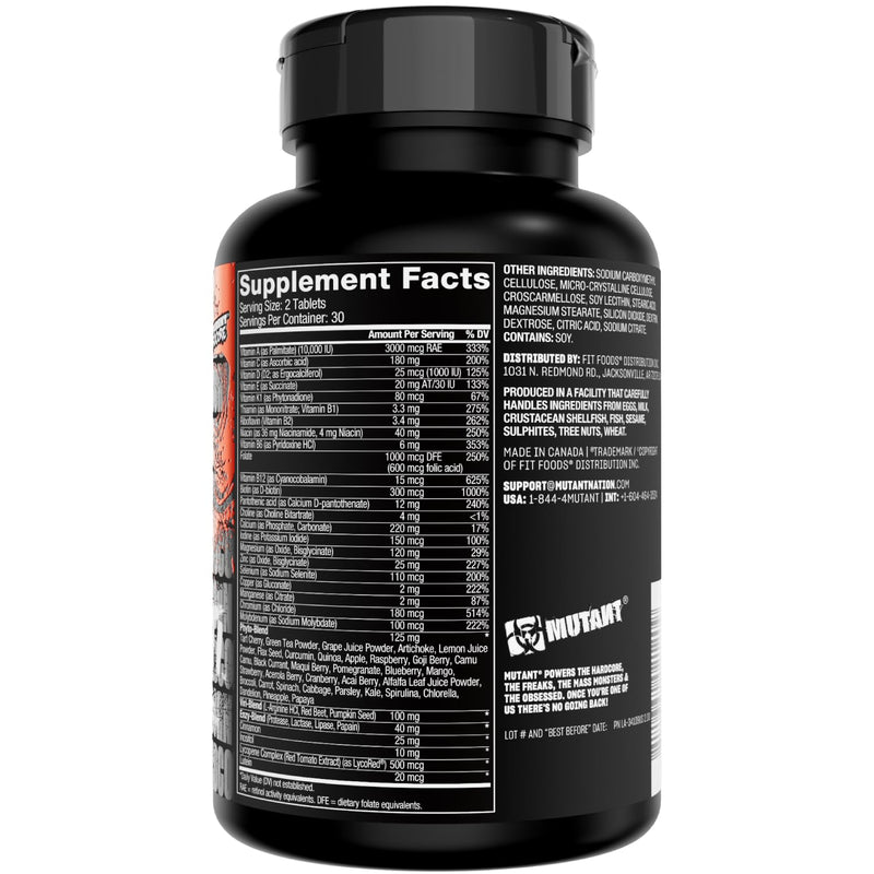 Mutant Multi, Multivitamin, 70 Vitamins, Minerals & Antioxidants, 60 Caps Unflavored 1 Count (Pack of 1)