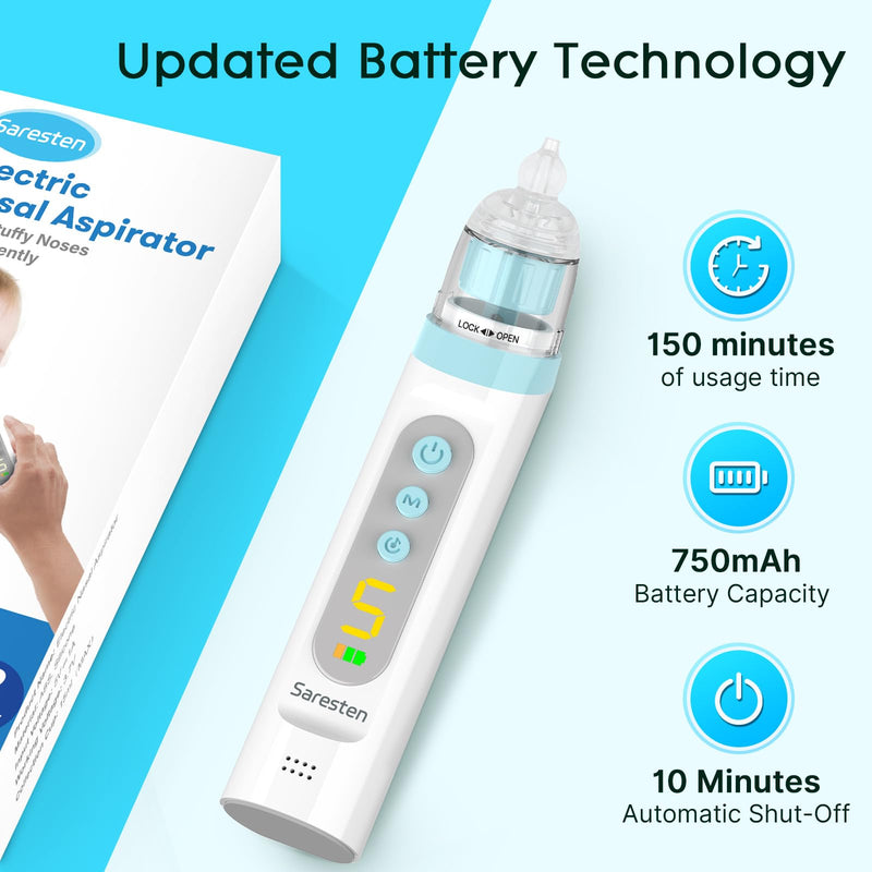 Nasal Aspirator for Baby,Rechargeable Nose Sucker for Baby,Baby Nasal Aspirator with 3 Silicone Tips,Adjustable Suction ,Waterproof Booger Sucker for Baby with Music and Light Function,Blue Blue - BeesActive Australia